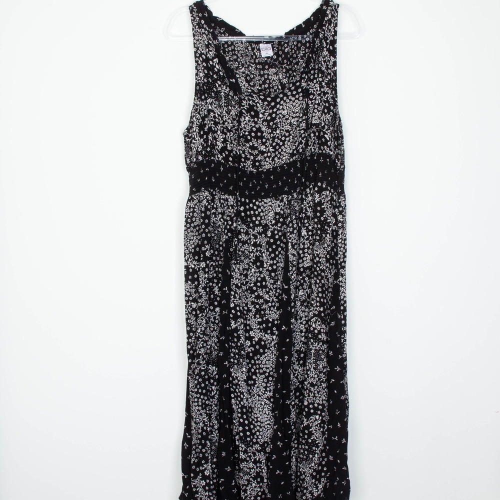 Bila Womens Floral Asymmetric Gauzy Maxi Dress Size XL Sleeveless Stretch Beachy